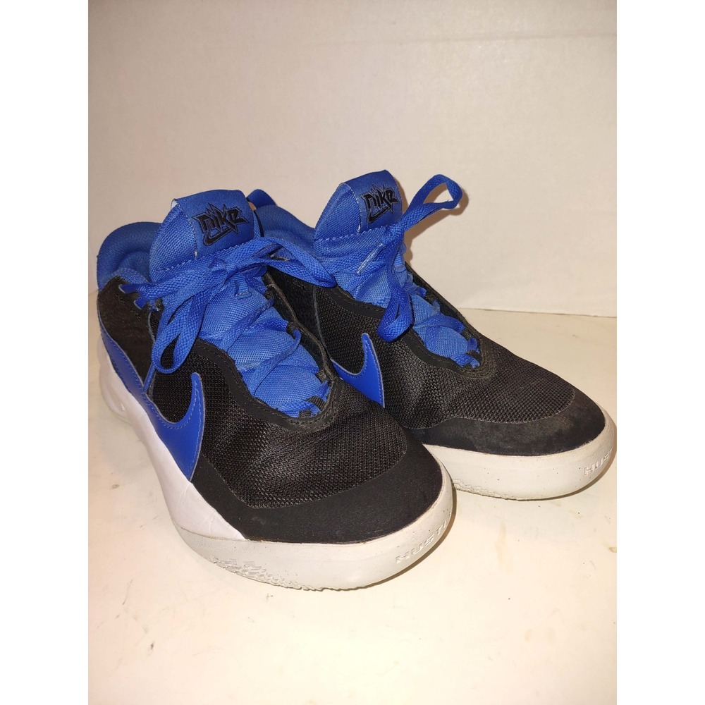 Nike Team Hustle D10 GS Basketball Shoes Black Game Royal Blue CW6735-001 Sz 5Y